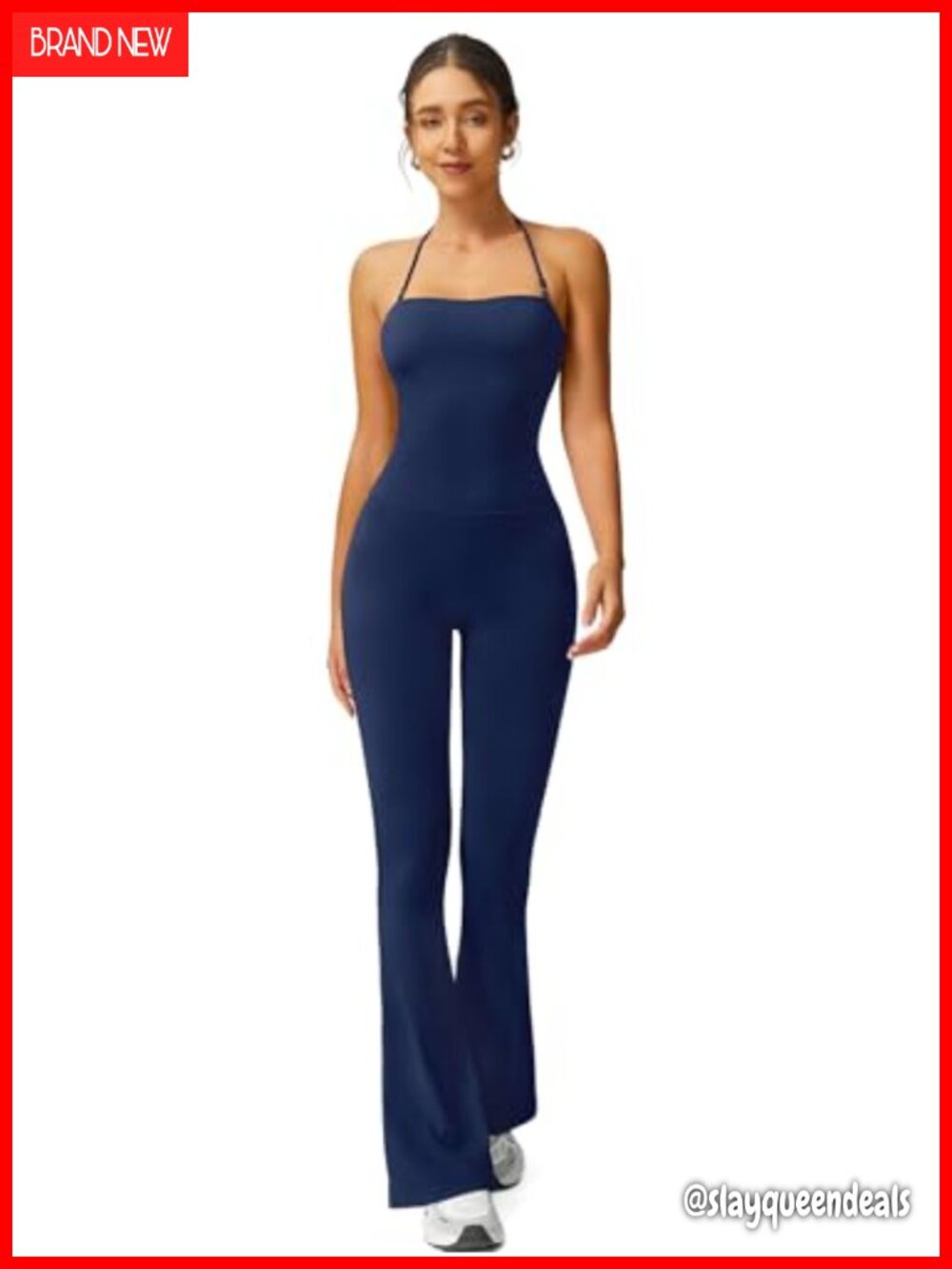 Halter Flare Leg Yoga Jumpsuit Bootcut Workout Onesie